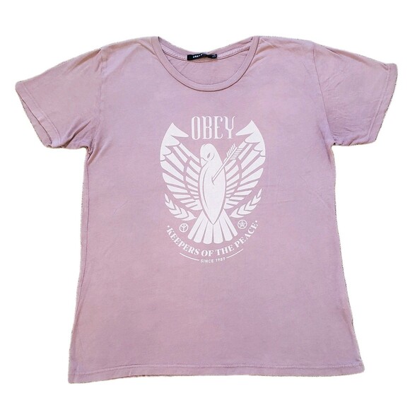 OBEY N°89 Keepers Of The Peace Sz Small Mens Modal Blend Eagle T-Shirt - Picture 1 of 6